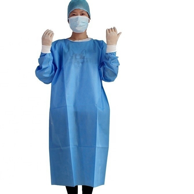 SMS Non Woven Isolation Gowns In Stock With Elastic Cuff supplier